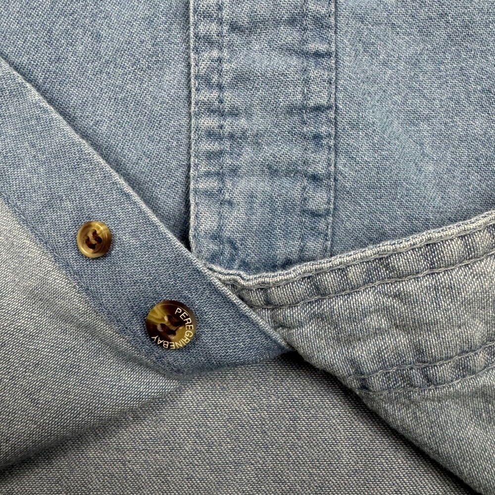 Peregrine Bay Titanic Crew Embroidered Denim Button Front Mens Shirt Retro Vtg - Picture 9 of 9